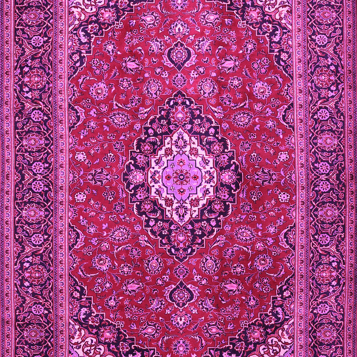 Machine Washable Medallion Pink Traditional Rug, wshtr2162pnk