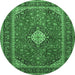 Round Medallion Emerald Green Traditional Rug, tr2162emgrn