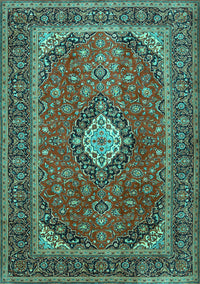 Medallion Turquoise Traditional Rug, tr2162turq