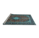 Sideview of Machine Washable Medallion Light Blue Traditional Rug, wshtr2162lblu