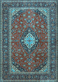 Medallion Light Blue Traditional Rug, tr2162lblu