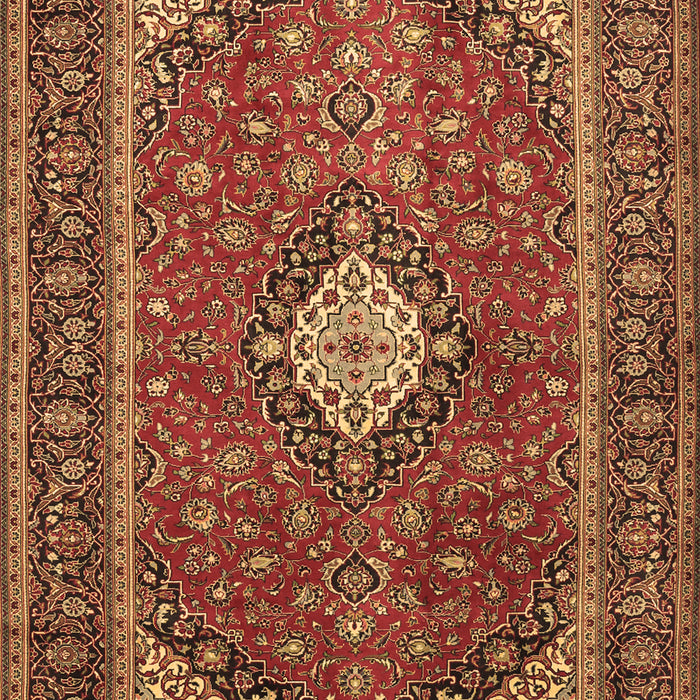 Machine Washable Medallion Brown Traditional Rug, wshtr2162brn