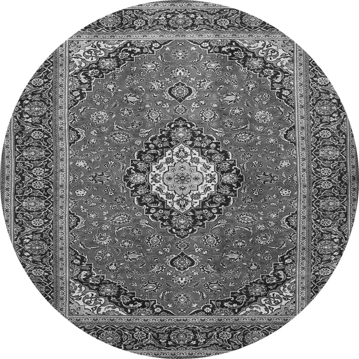 Machine Washable Medallion Gray Traditional Rug, wshtr2162gry