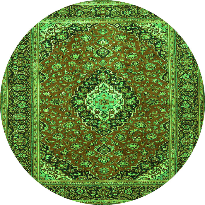 Square Medallion Green Traditional Rug, tr2162grn