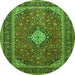 Square Medallion Green Traditional Rug, tr2162grn