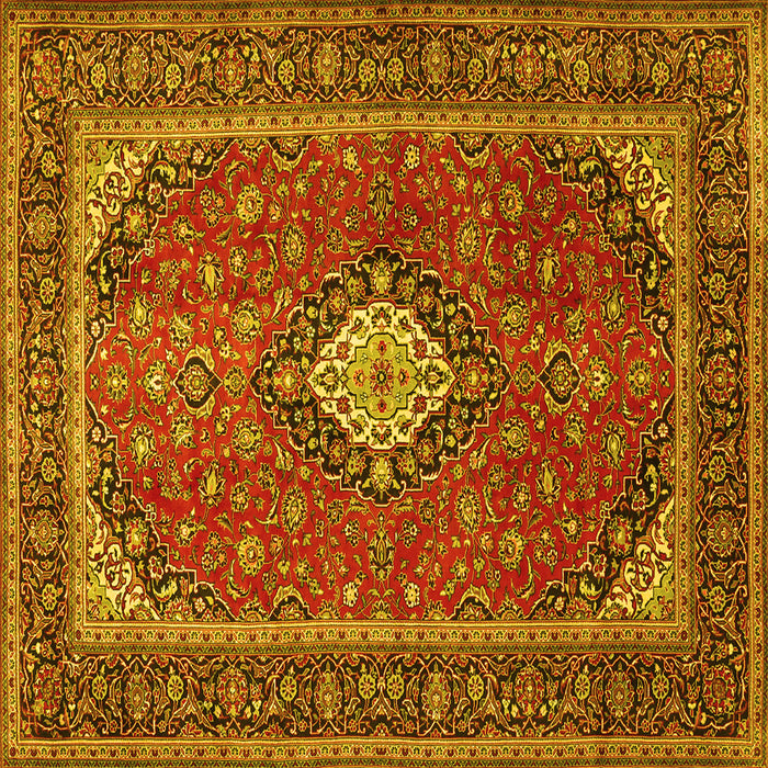 Square Medallion Yellow Traditional Rug, tr2162yw