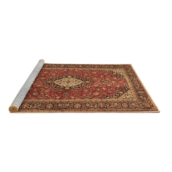 Sideview of Machine Washable Medallion Brown Traditional Rug, wshtr2162brn