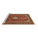 Sideview of Machine Washable Medallion Brown Traditional Rug, wshtr2162brn