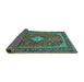 Sideview of Medallion Turquoise Traditional Rug, tr2162turq