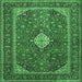 Square Medallion Emerald Green Traditional Rug, tr2162emgrn