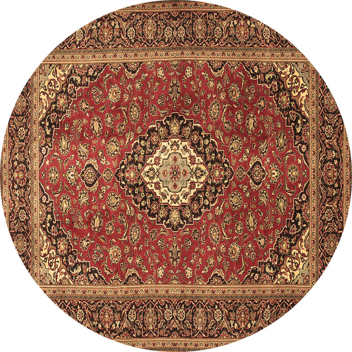 Round Medallion Brown Traditional Rug, tr2162brn