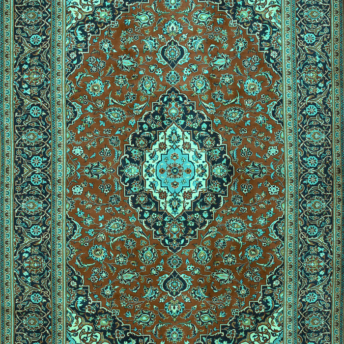 Machine Washable Medallion Turquoise Traditional Area Rugs, wshtr2162turq