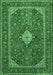 Machine Washable Medallion Emerald Green Traditional Area Rugs, wshtr2162emgrn