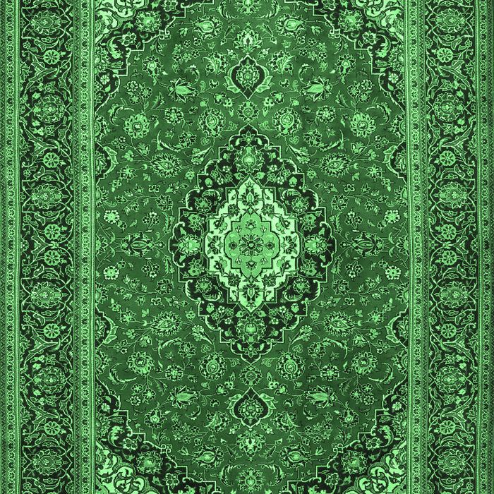 Machine Washable Medallion Emerald Green Traditional Area Rugs, wshtr2162emgrn