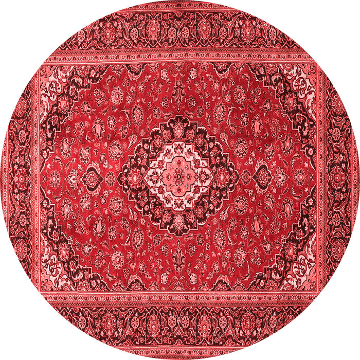 Machine Washable Medallion Red Traditional Rug, wshtr2162red