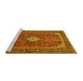 Sideview of Machine Washable Medallion Yellow Traditional Rug, wshtr2162yw