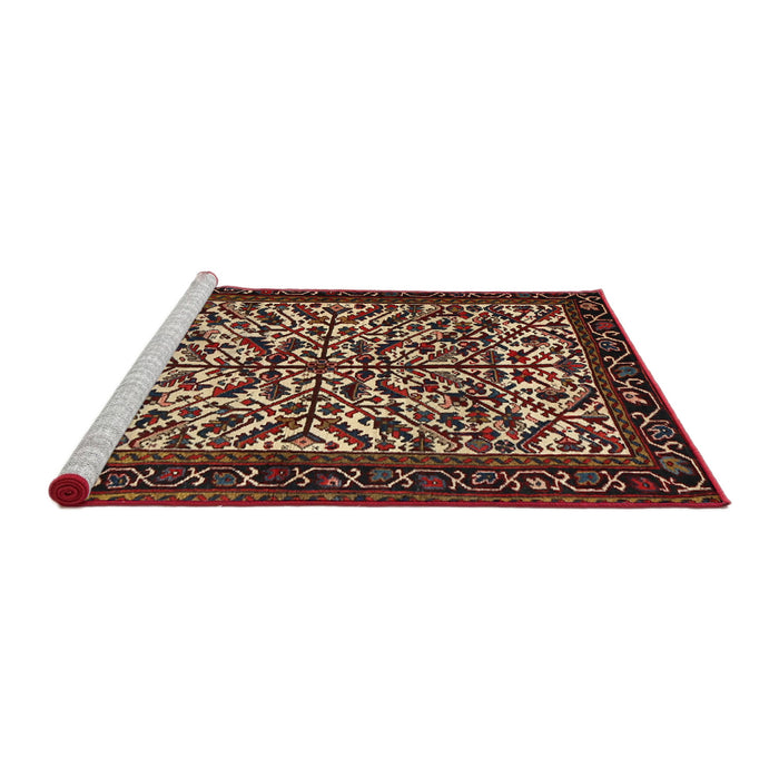 Sideview of Machine Washable Traditional Orange Brown Rug, wshtr2163