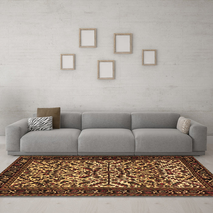 Machine Washable Persian Brown Traditional Rug in a Living Room,, wshtr2163brn