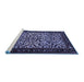 Sideview of Machine Washable Persian Blue Traditional Rug, wshtr2163blu