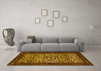 Machine Washable Persian Yellow Traditional Rug, wshtr2163yw