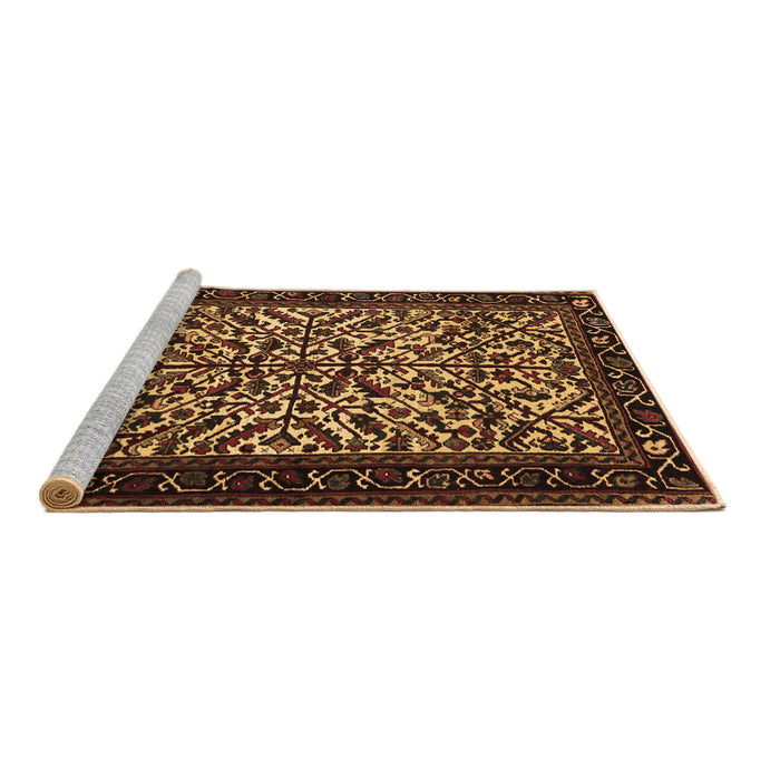 Sideview of Machine Washable Persian Brown Traditional Rug, wshtr2163brn