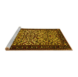 Sideview of Machine Washable Persian Yellow Traditional Rug, wshtr2163yw
