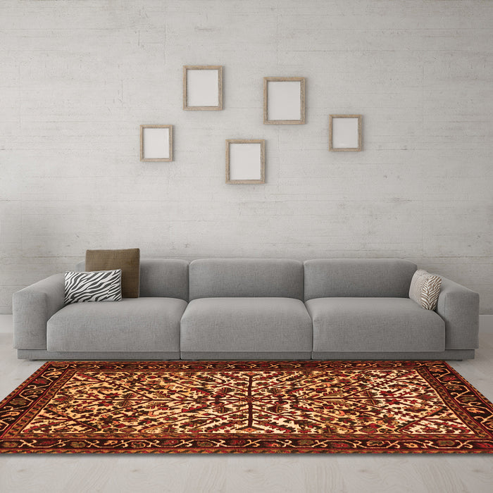 Machine Washable Persian Orange Traditional Area Rugs in a Living Room, wshtr2163org