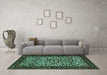 Machine Washable Persian Turquoise Traditional Area Rugs in a Living Room,, wshtr2163turq