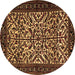 Round Machine Washable Persian Brown Traditional Rug, wshtr2163brn