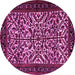 Round Machine Washable Persian Pink Traditional Rug, wshtr2163pnk