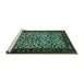 Sideview of Machine Washable Persian Turquoise Traditional Area Rugs, wshtr2163turq