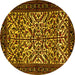 Round Persian Yellow Traditional Rug, tr2163yw