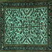 Square Machine Washable Persian Turquoise Traditional Area Rugs, wshtr2163turq