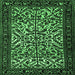 Square Machine Washable Persian Emerald Green Traditional Area Rugs, wshtr2163emgrn