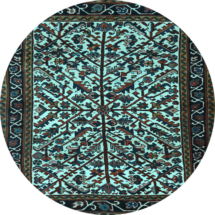 Round Machine Washable Persian Light Blue Traditional Rug, wshtr2163lblu