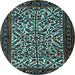 Round Machine Washable Persian Light Blue Traditional Rug, wshtr2163lblu