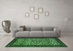 Machine Washable Persian Emerald Green Traditional Area Rugs in a Living Room,, wshtr2163emgrn