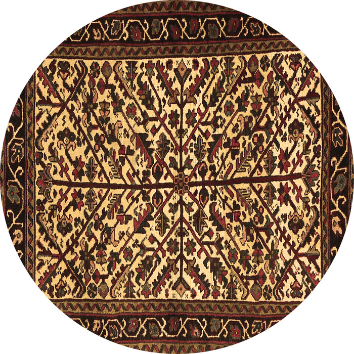 Round Persian Brown Traditional Rug, tr2163brn