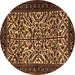 Round Persian Brown Traditional Rug, tr2163brn