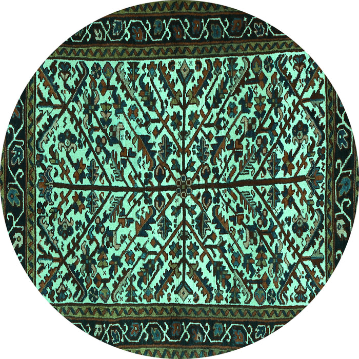Round Persian Turquoise Traditional Rug, tr2163turq