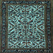 Square Machine Washable Persian Light Blue Traditional Rug, wshtr2163lblu