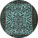 Round Persian Light Blue Traditional Rug, tr2163lblu