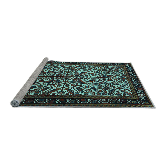 Sideview of Machine Washable Persian Light Blue Traditional Rug, wshtr2163lblu
