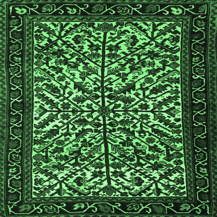 Square Persian Emerald Green Traditional Rug, tr2163emgrn