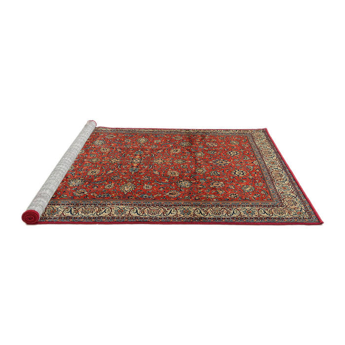 Sideview of Machine Washable Traditional Dark Almond Brown Rug, wshtr2164