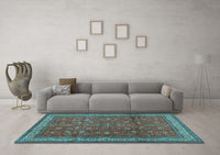 Machine Washable Persian Light Blue Traditional Rug, wshtr2164lblu