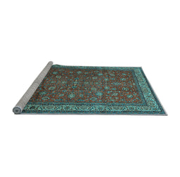 Sideview of Machine Washable Persian Light Blue Traditional Rug, wshtr2164lblu