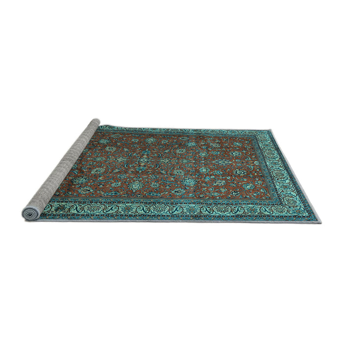 Sideview of Machine Washable Persian Light Blue Traditional Rug, wshtr2164lblu
