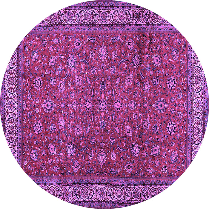 Round Machine Washable Persian Purple Traditional Area Rugs, wshtr2164pur