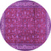 Round Machine Washable Persian Purple Traditional Area Rugs, wshtr2164pur